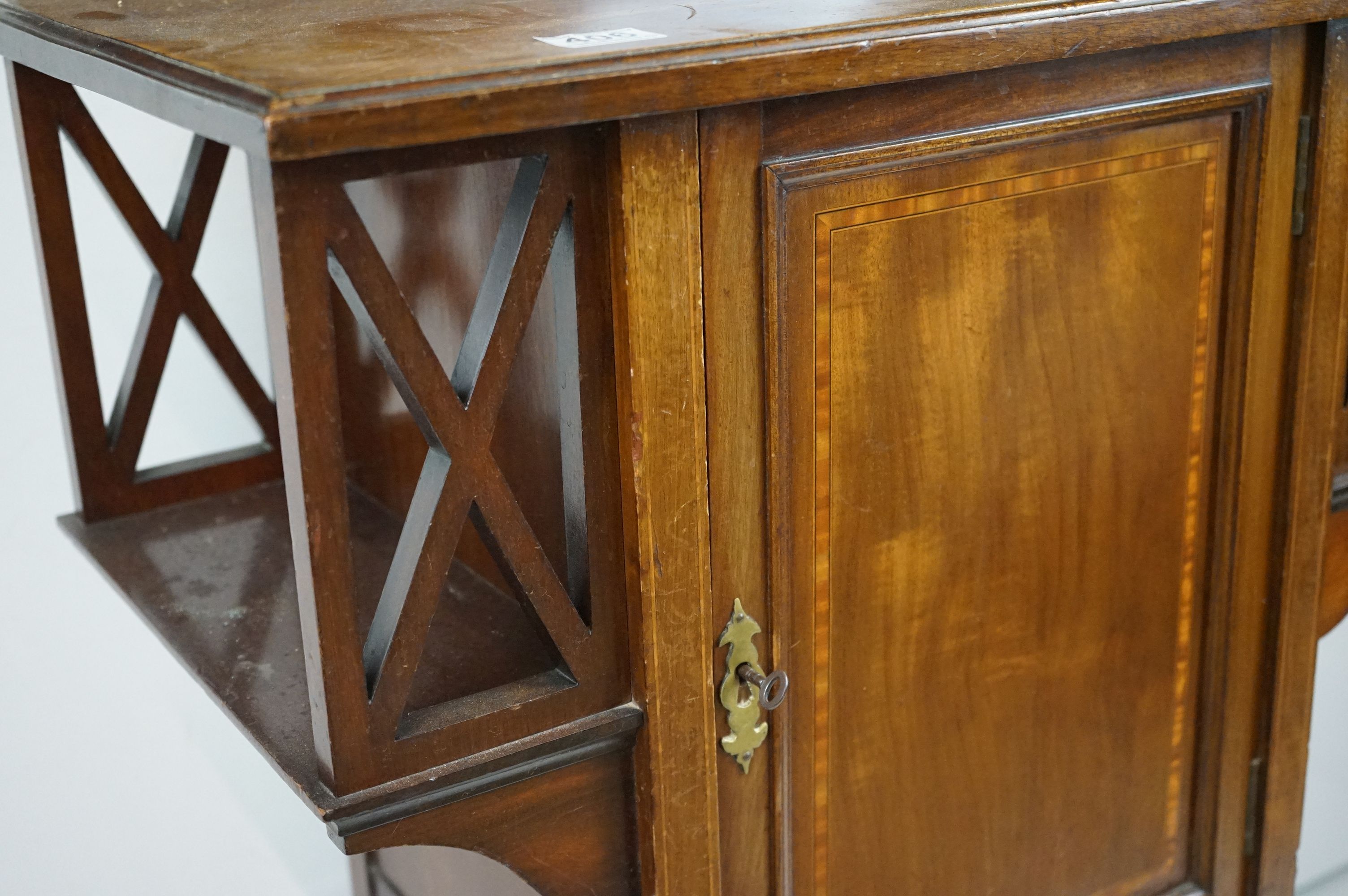 Edwardian Mahogany Inlaid Cabinet of Art Nouveau form, the single panel door flanked by - Image 5 of 12