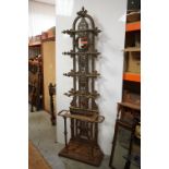 In the manner of Coalbrookdale, Cast Iron Hall Stand / Hallstand with a circular mirrored plate