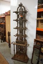 In the manner of Coalbrookdale, Cast Iron Hall Stand / Hallstand with a circular mirrored plate