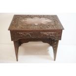 19th century Chinese Hardwood Travelling Desk or Table with two small drawers, the top and apron