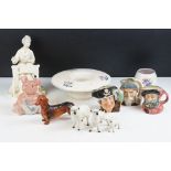 Group of 20th century ceramics to include 3 x Beswick sheep / lambs, Royal Doulton 'Musicale' lady