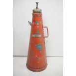 Vintage fire extinguisher of conical form, with rivetted style design, Type AO2, inspected by