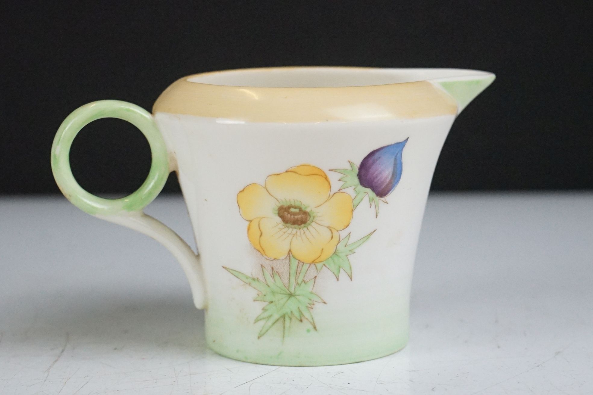 Shelley 'Anemone' pattern coffee set, pattern no. 12072, to include coffee pot & cover, 6 cups, 6 - Image 7 of 15