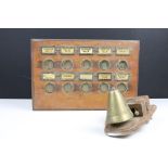 Early 20th century butlers / servants bell call box, with ten labelled indicators (Bedroom No. 1,