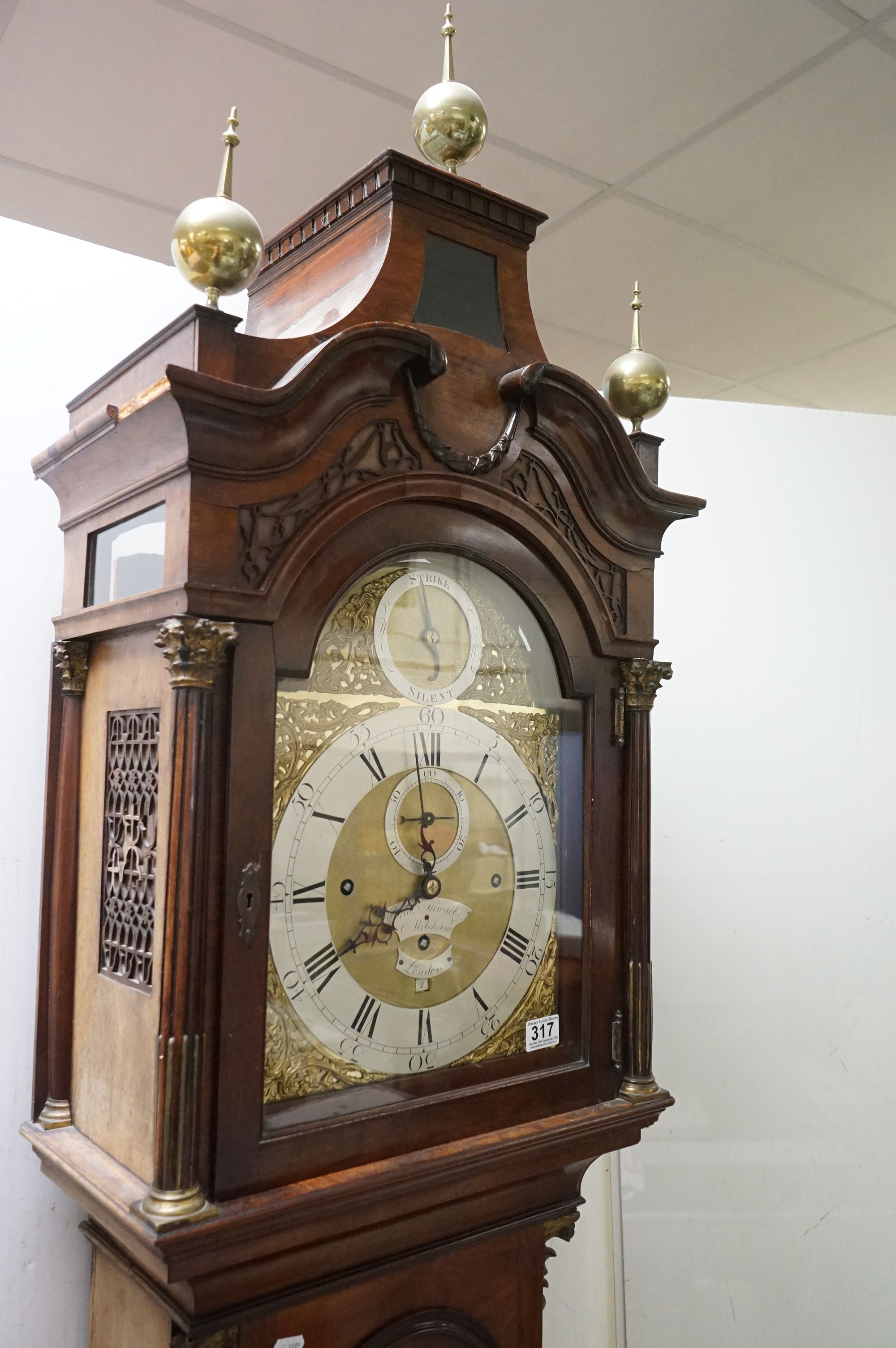 18th century George III Mahogany three-train Longcase Clock by Thomas Thwaites of Mitcham, London, - Image 5 of 18
