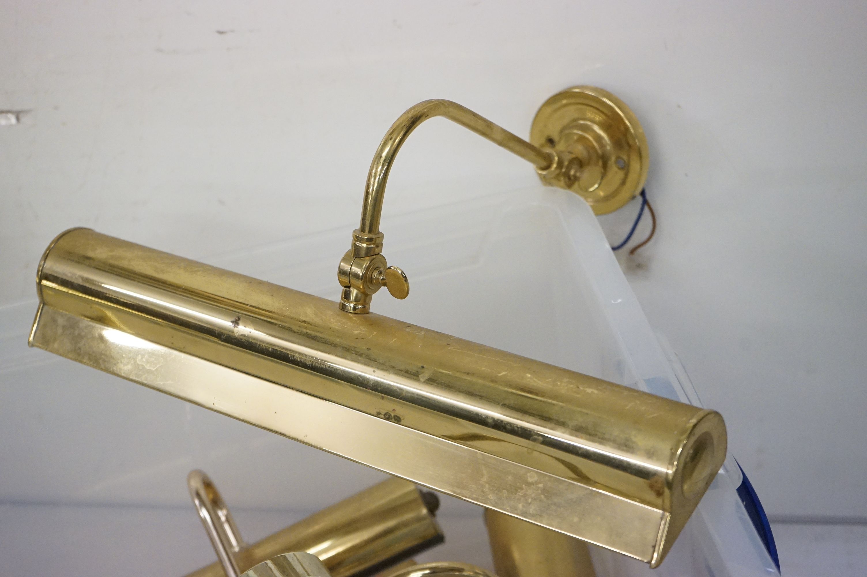 A collection of eleven brass picture lights, to include: two pairs and a set of three matching - Image 2 of 9