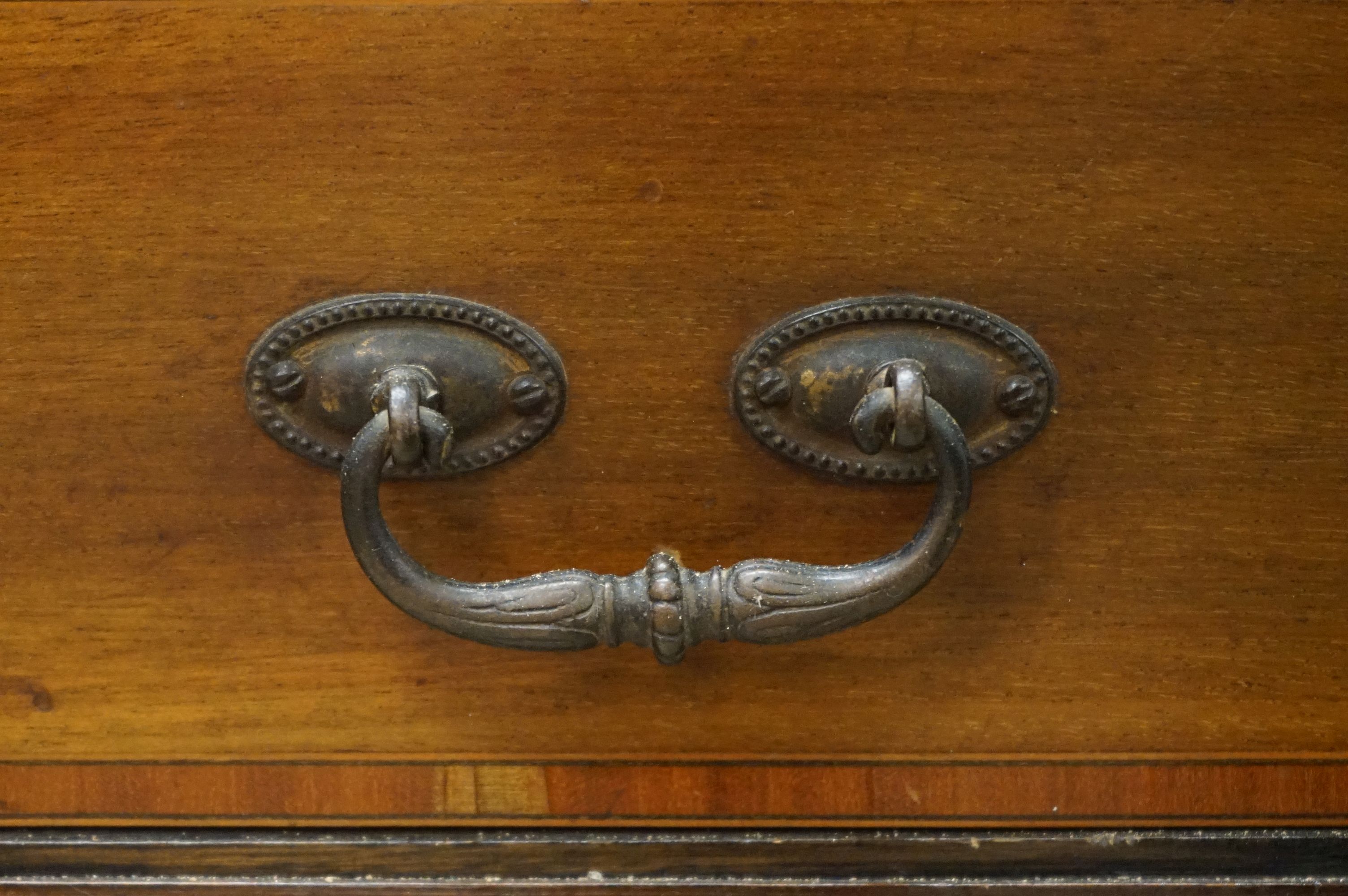 Edwardian Mahogany Inlaid Display Cabinet, the two glazed doors opening to two shelves, with two - Image 6 of 10