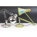 Herbert Terry & Sons Ltd mid 20th C green enamel anglepoise desk lamp, model 90; together with a