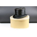 'The Piccadilly' black silk top hat by Lincoln Bennett & Co Ltd of London, boxed