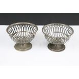 A pair of fully hallmarked sterling silver bon bon dishes, assay marked for Birmingham and dated