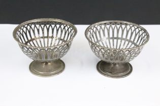 A pair of fully hallmarked sterling silver bon bon dishes, assay marked for Birmingham and dated
