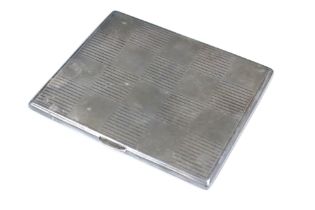 A fully hallmarked sterling silver pocket cigarette case with chequer board decoration, assay marked