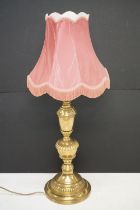 Lampart brass table lamp, with shade, height to light fitting 63cm