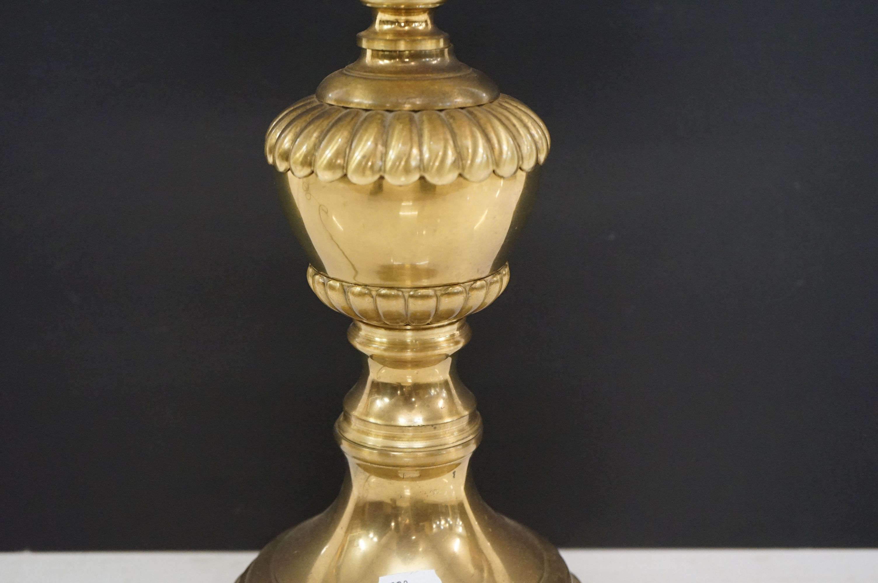 Lampart brass table lamp, with shade, height to light fitting 63cm - Image 3 of 6