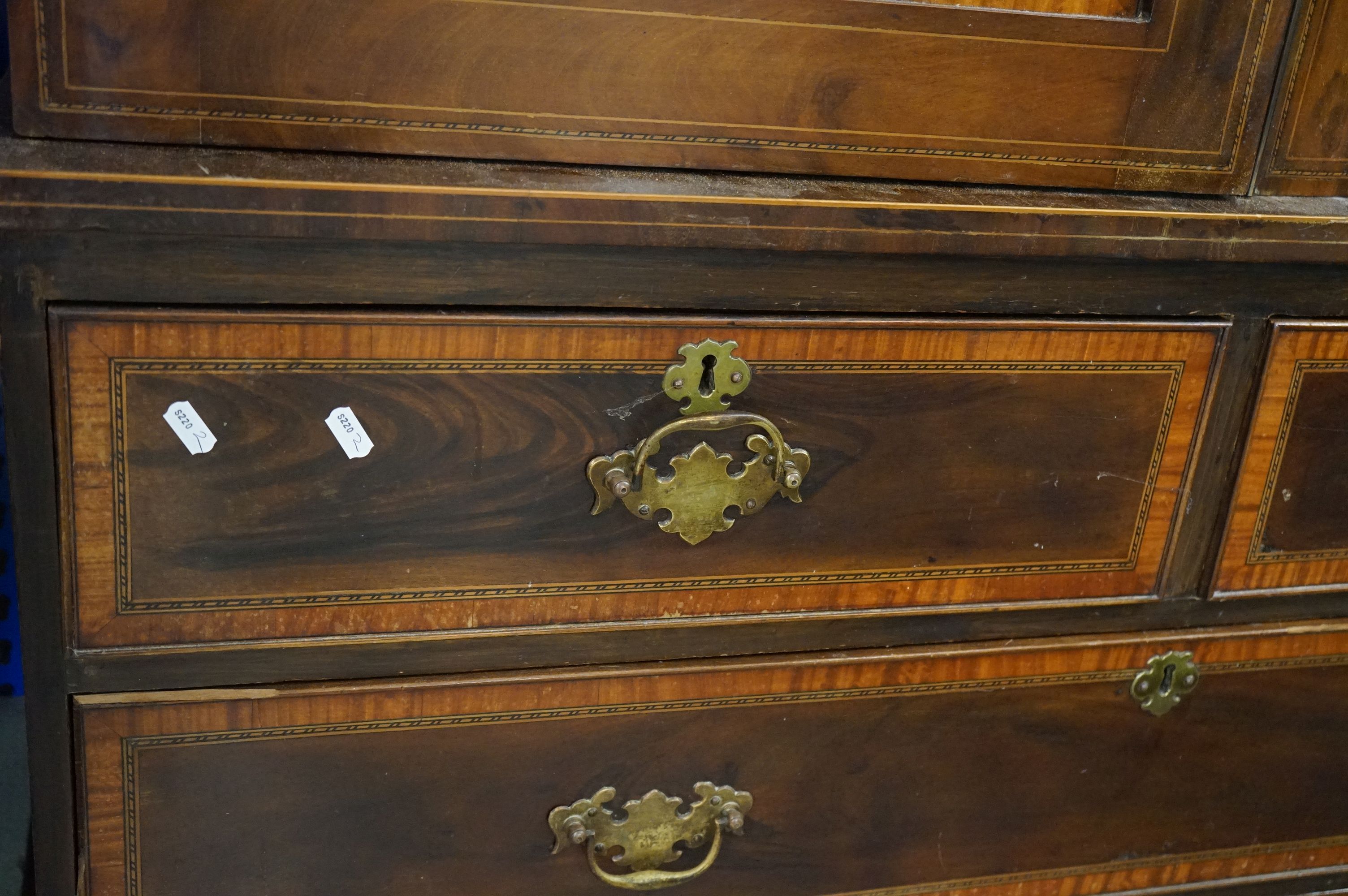 Edwardian Mahogany and Satinwood Cross-banded and Inlaid Wardrobe, the two panel doors opening to - Image 6 of 13