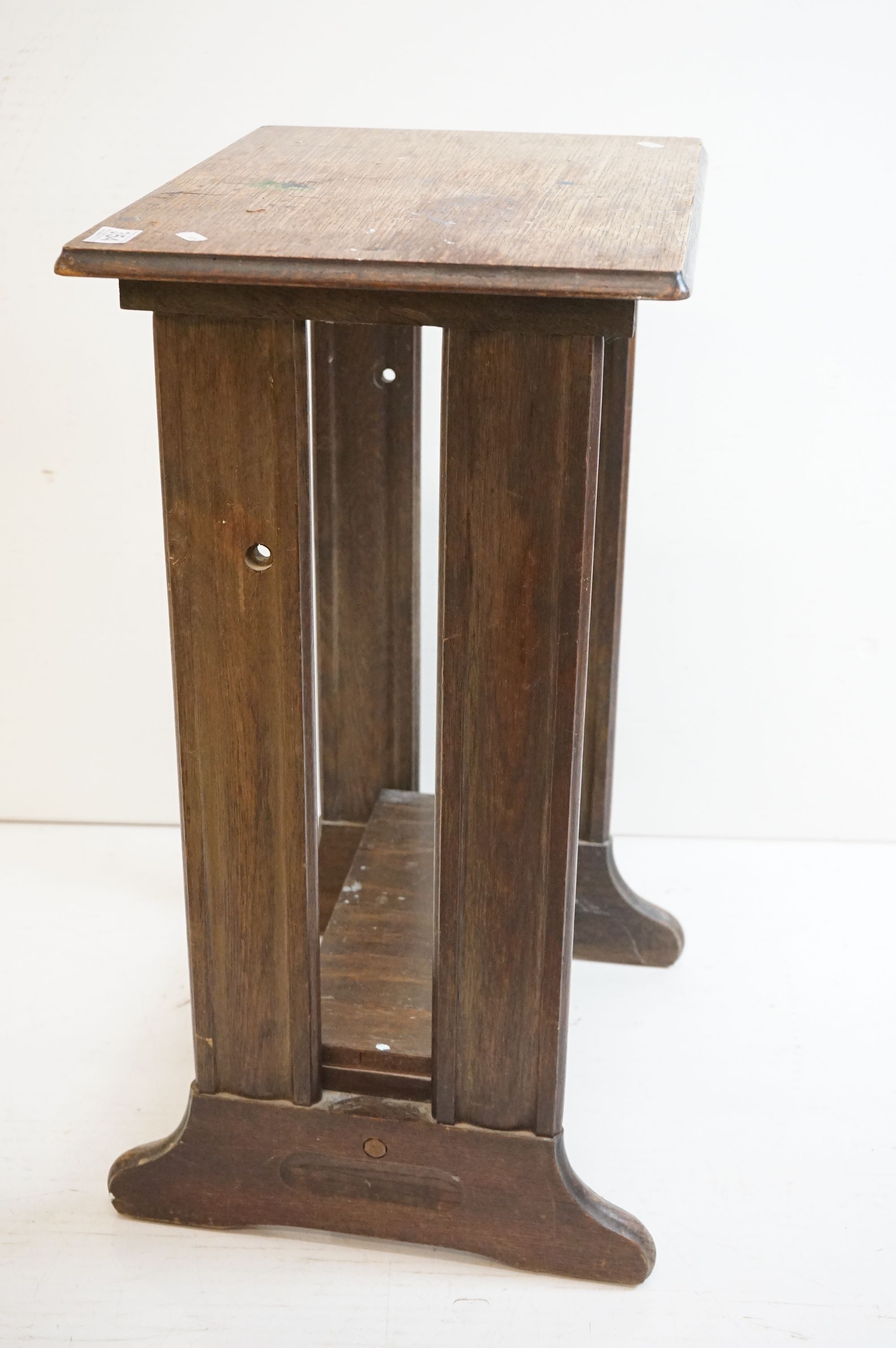 1930's / 40's Oak Rectangular Side Table raised double supports with under-shelf, 51cm wide x 74cm - Image 3 of 5