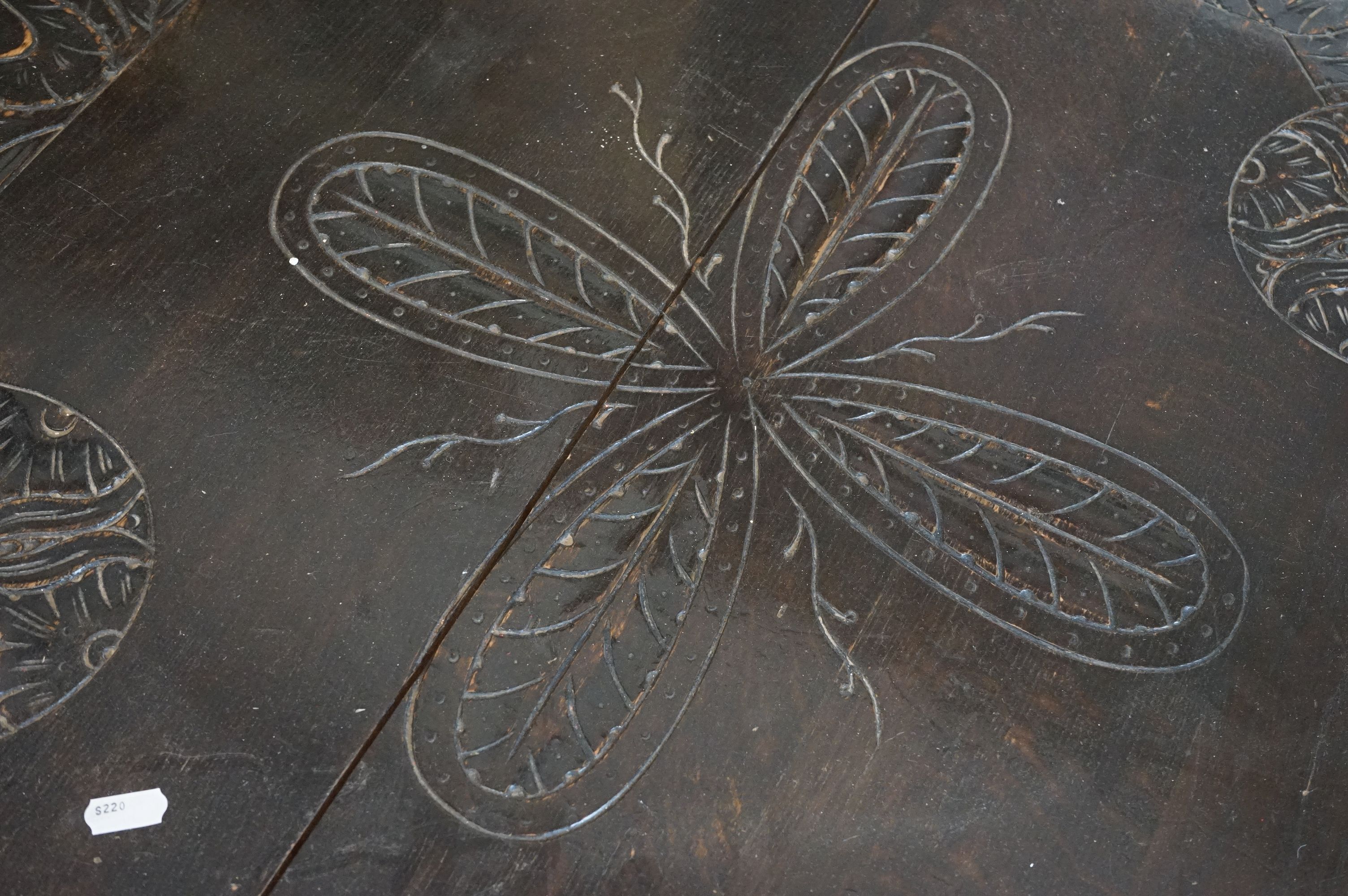 Victorian Dark Oak Octagonal Centre Table in the 17th century manner with carved decoration, - Image 7 of 10