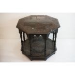 Victorian Dark Oak Octagonal Centre Table in the 17th century manner with carved decoration,