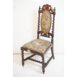 19th century Rosewood Child's Chair in the form of a Hall Chair with barley-twist supports, 31cm