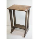 1930's / 40's Oak Rectangular Side Table raised double supports with under-shelf, 51cm wide x 74cm