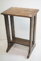 1930's / 40's Oak Rectangular Side Table raised double supports with under-shelf, 51cm wide x 74cm