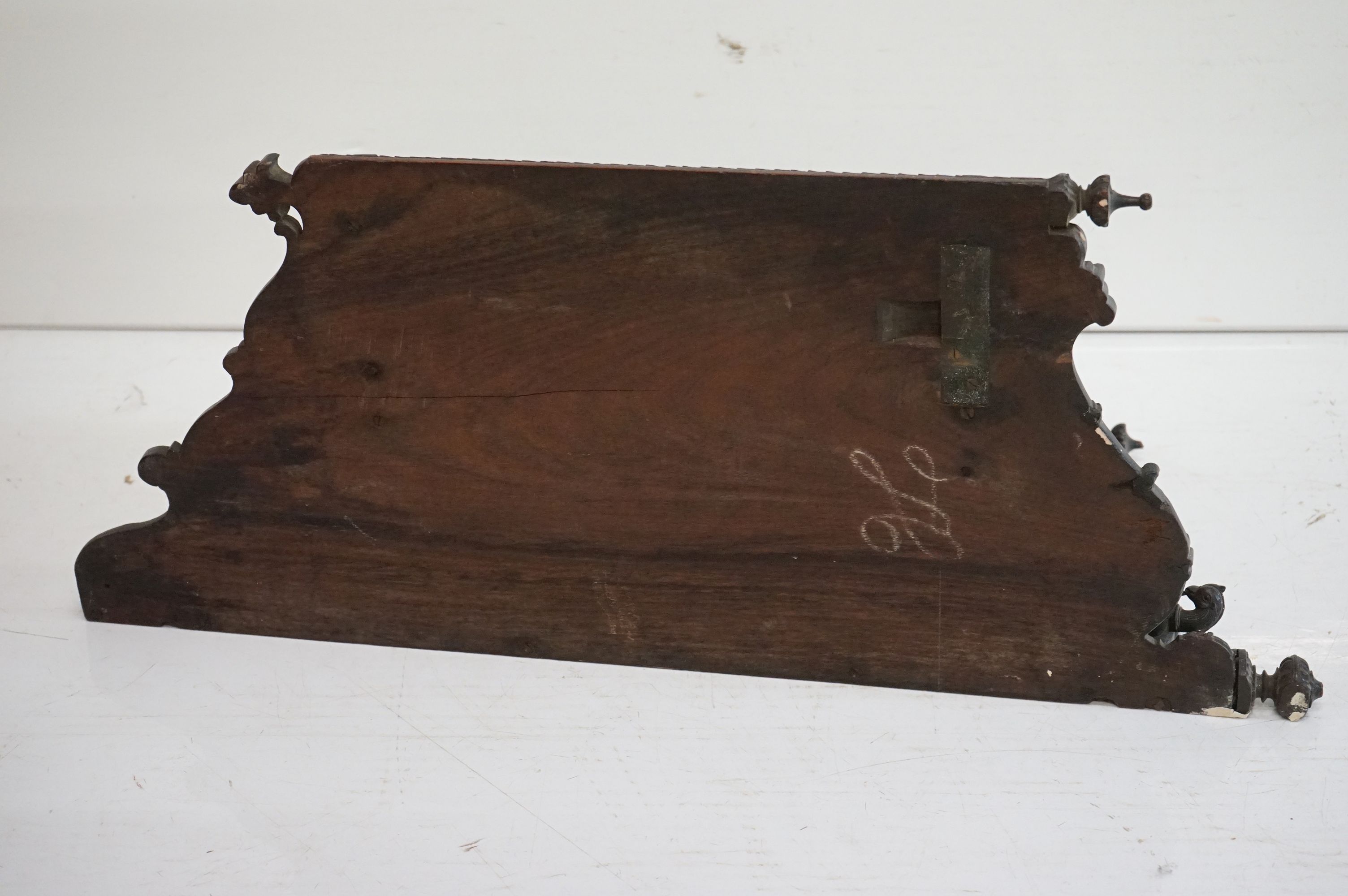 19th century Anglo Indian Hardwood Hanging Corner Shelf, profusely carved including lions, deer, a - Image 9 of 9