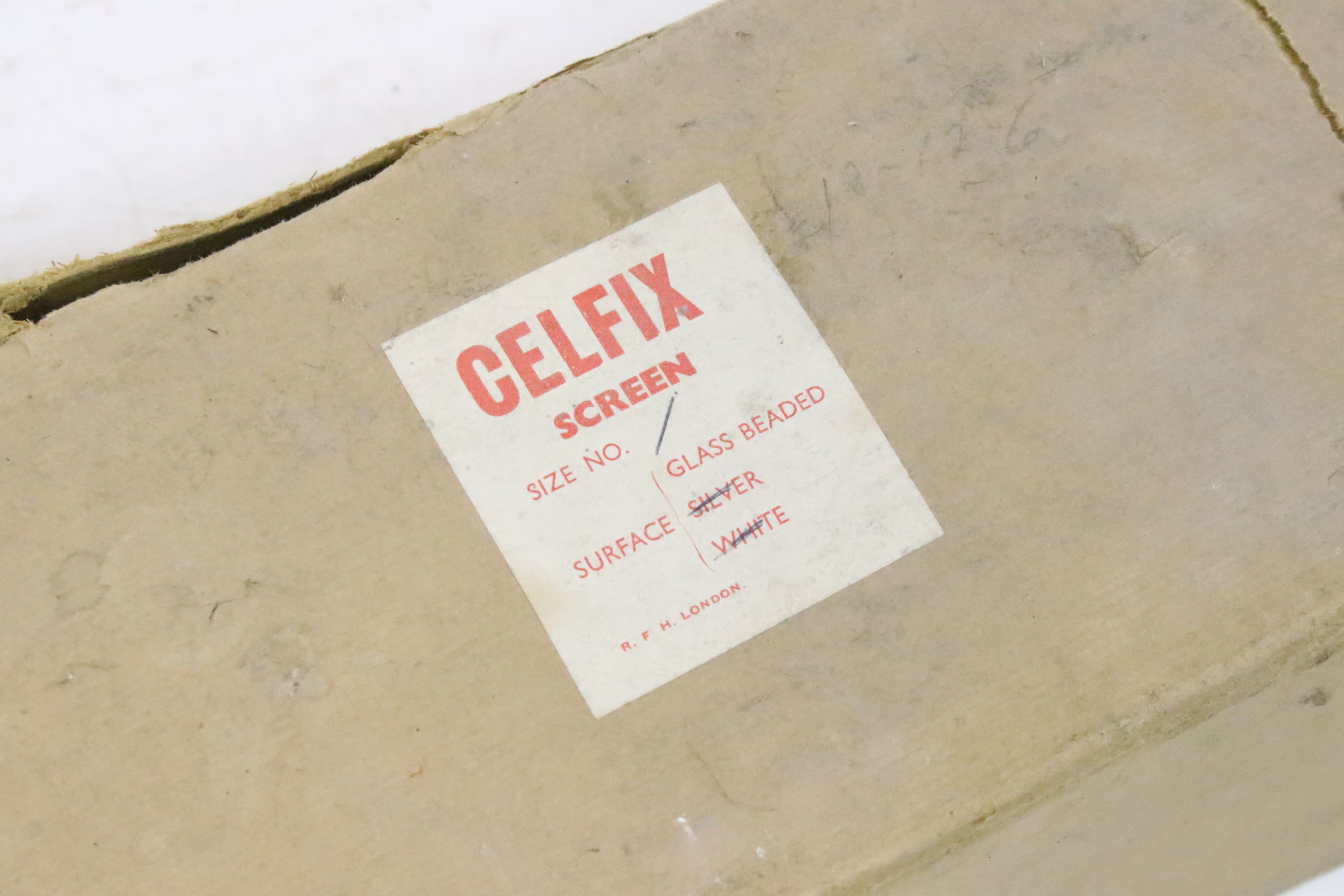 Celfix collapsible projector / cine screen, approx 111.5cm wide (overall size), boxed (tatty box) - Image 7 of 12