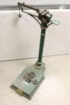 Set of Late 19th / Early 20th century Green and Gilt Cast Iron Platform Scales with brass fittings