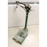 Set of Late 19th / Early 20th century Green and Gilt Cast Iron Platform Scales with brass fittings