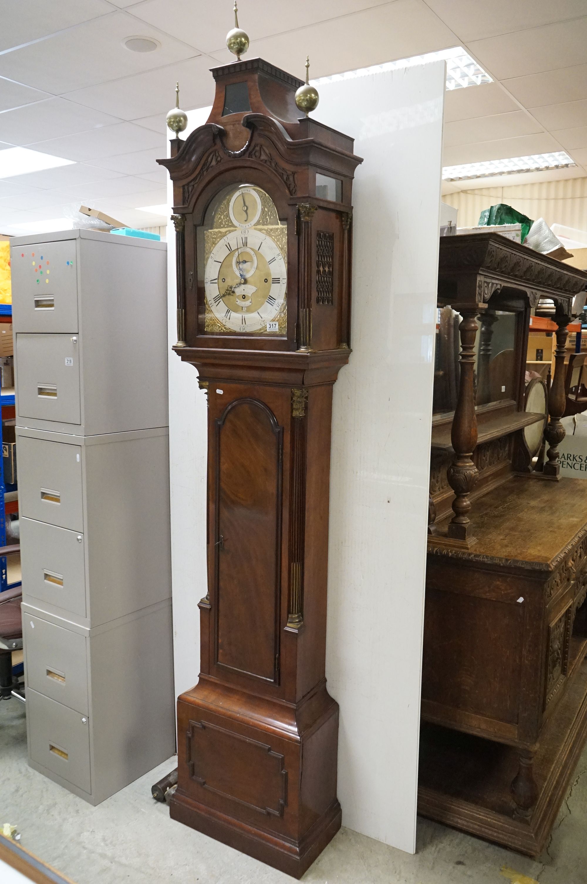 18th century George III Mahogany three-train Longcase Clock by Thomas Thwaites of Mitcham, London,
