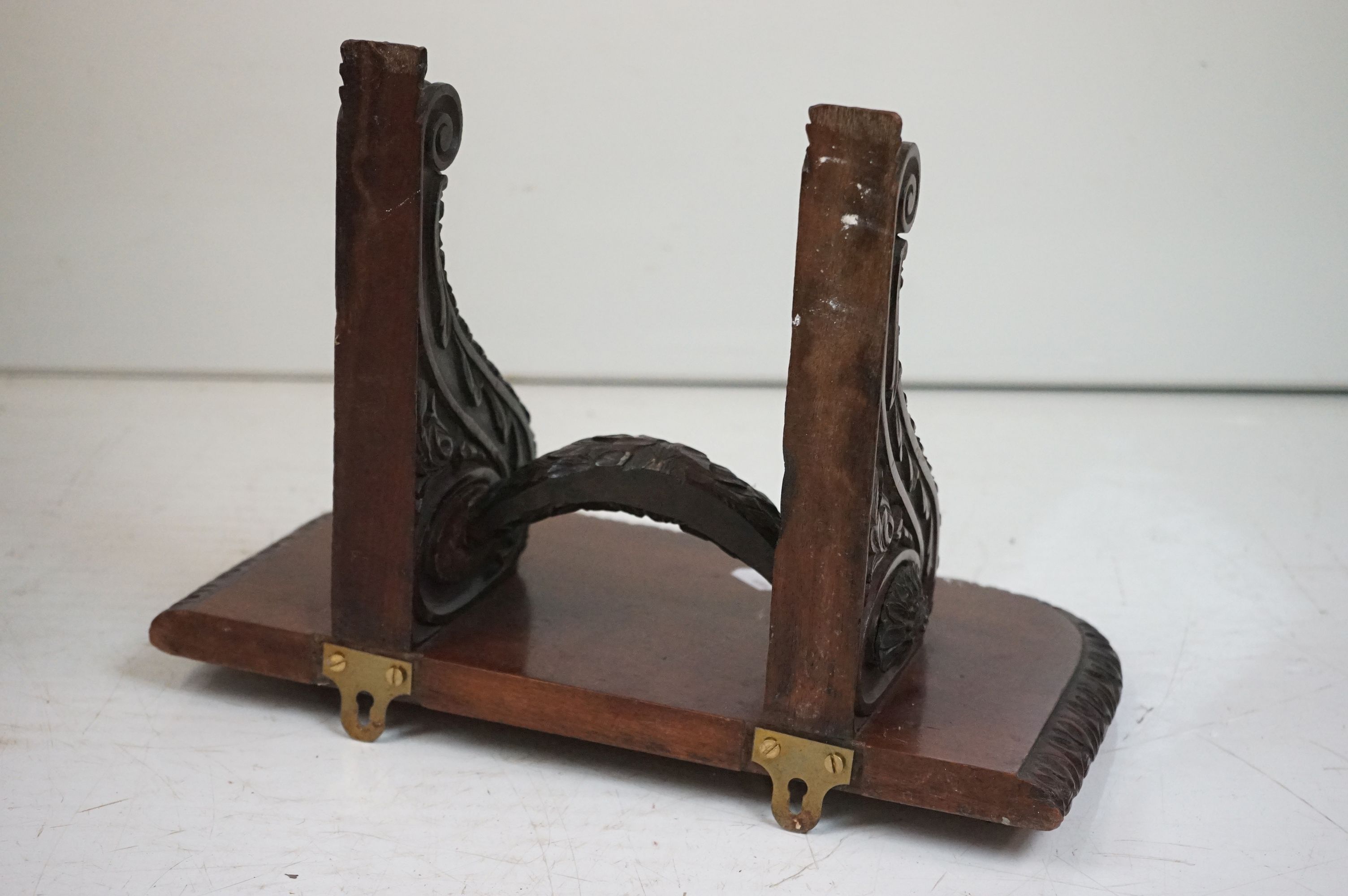 19th century Mahogany Bracket Shelf with foliate carving, 37cm wide x 32cm high - Image 6 of 6