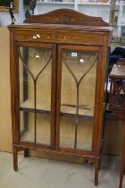 Edwardian Mahogany Inlaid Display Cabinet with two glazed doors, 76cm wide x 137cm high