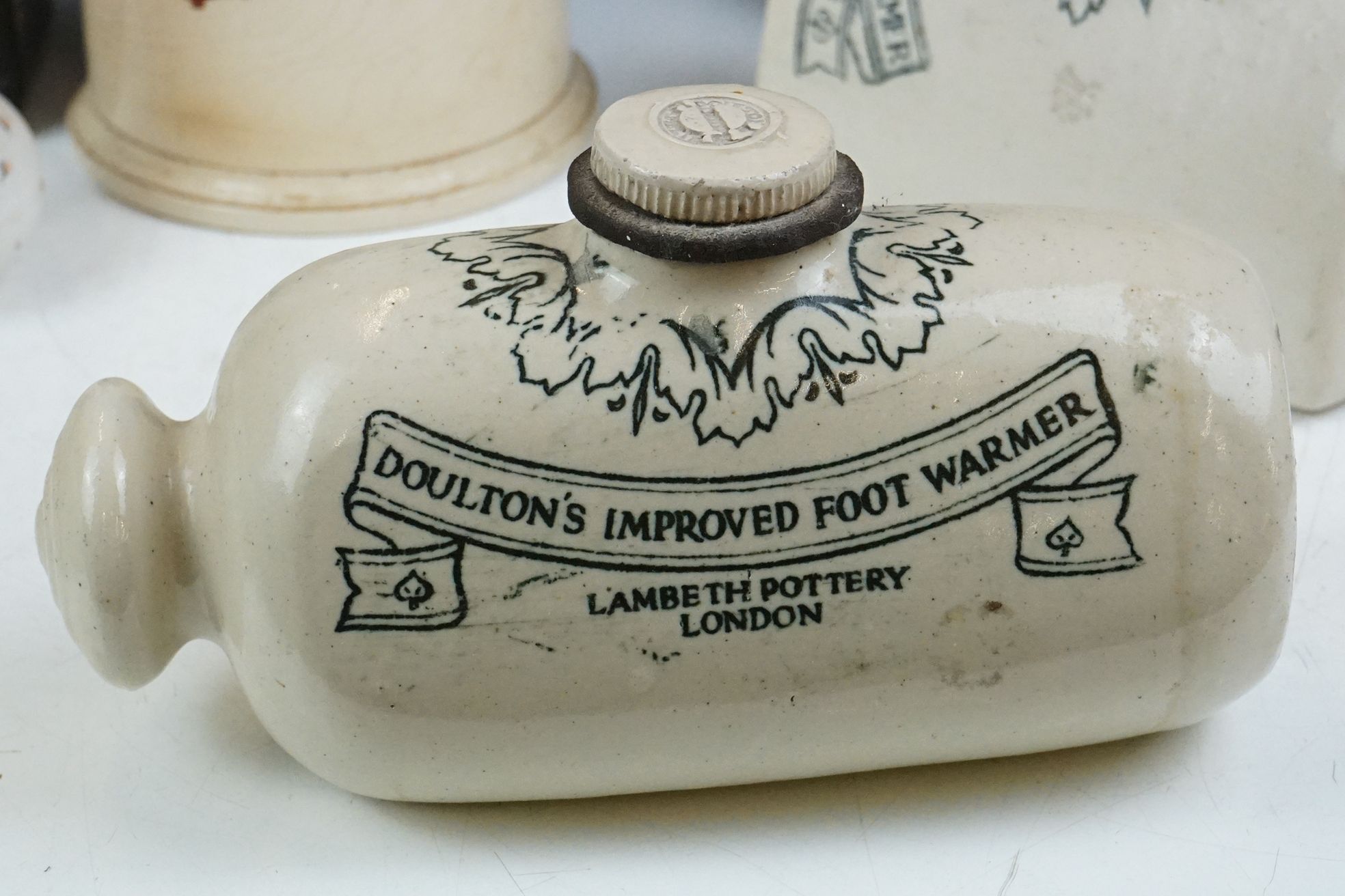 Collection of 19th Century stoneware to include stoneware footwarmers, a lidded apothecary jar, - Image 6 of 11