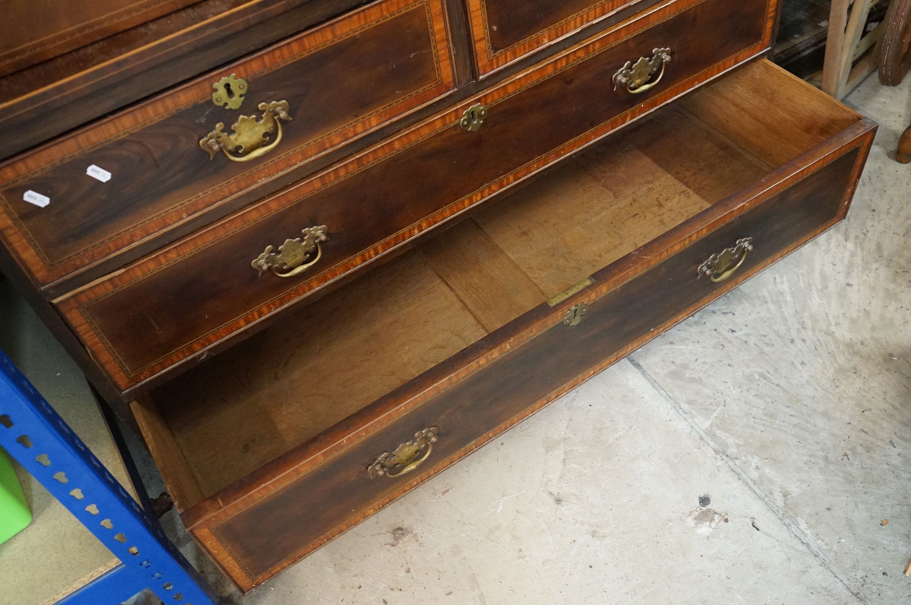 Edwardian Mahogany and Satinwood Cross-banded and Inlaid Wardrobe, the two panel doors opening to - Image 13 of 13