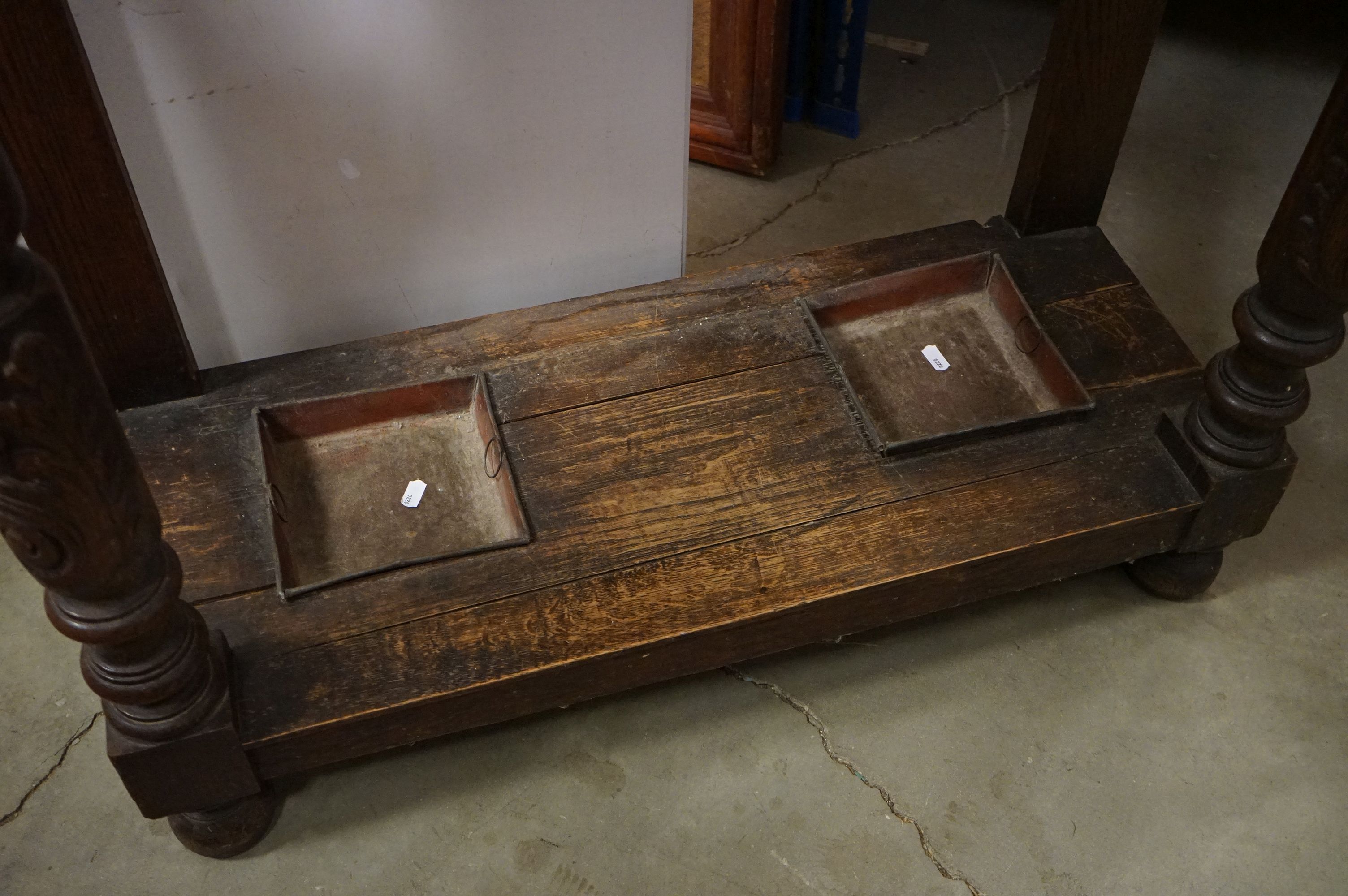 Victorian Oak Hall Stand / Hallstand, heavily carved with foliage scrolls and green man mask, with - Image 10 of 12