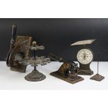 19th Century Victorian cast iron post office desktop stamp holder stand (approx 20cm high), together