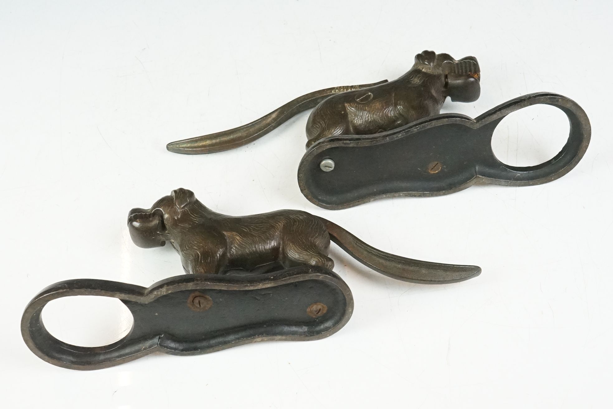 Pair of early 20th Century cast iron nut crackers in the from of dogs with mechanical tails and - Image 8 of 8