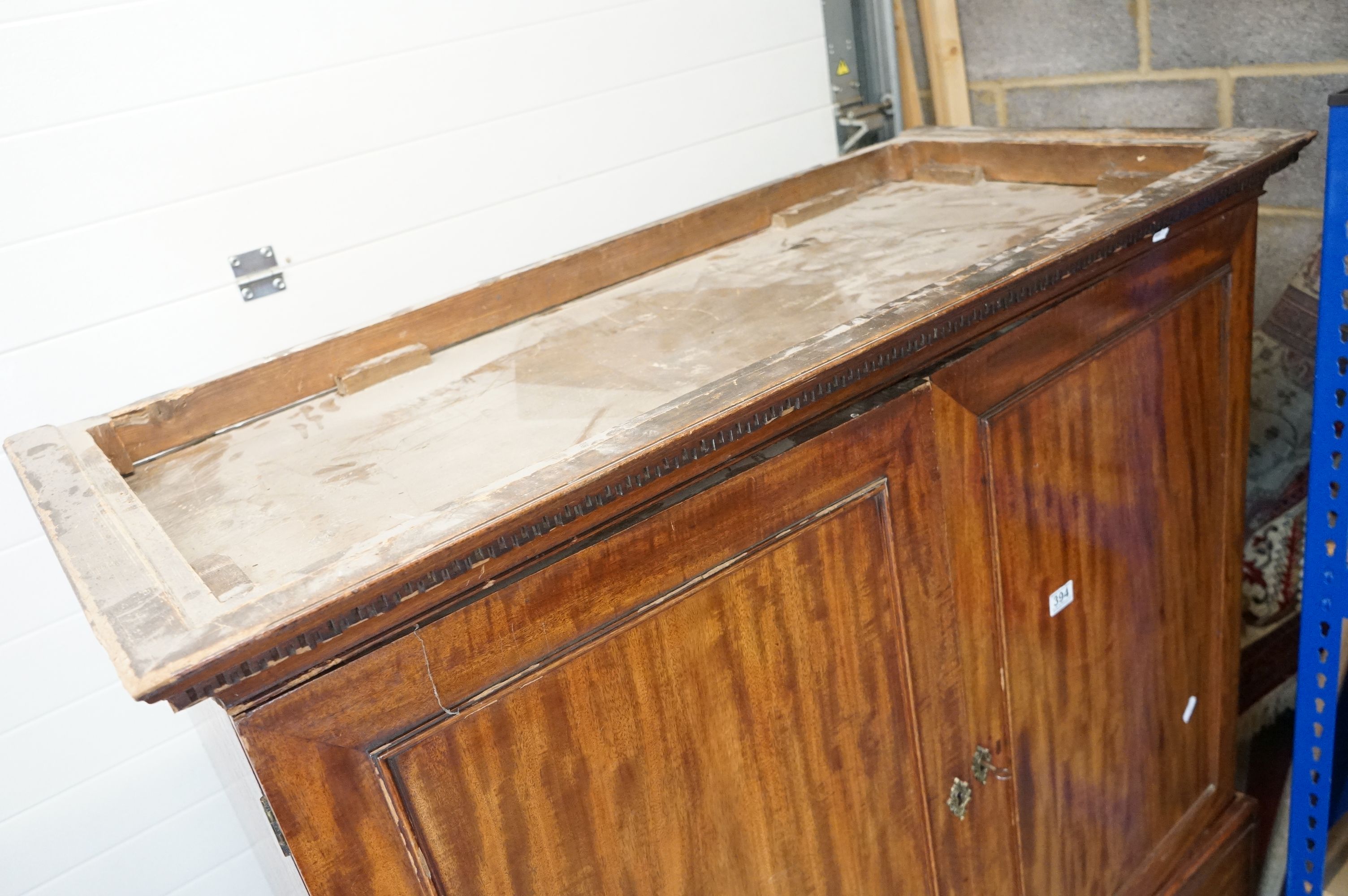 George III Mahogany Linen Press, now converted to a wardrobe, the two door opening to a hanging - Image 2 of 8