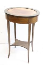 Edwardian Mahogany Inlaid Oval Collector’s Table, originally a Bijouterie table but now with a panel