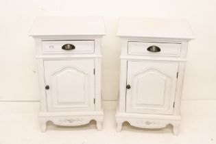 Pair of French style White Bedside Cabinets, each 45cm wide x 35cm deep x 71cm high