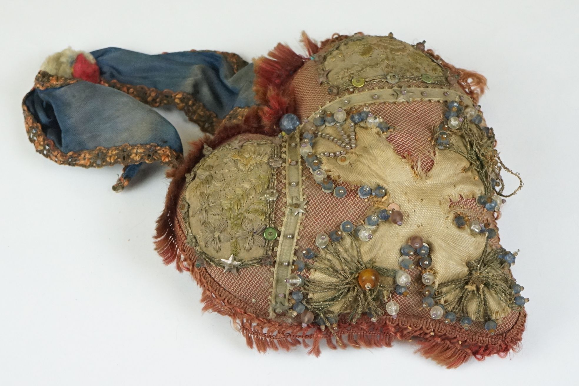 Four 19th Century Edwardian pin cushions to include one commemorative example stitched with a - Image 6 of 14