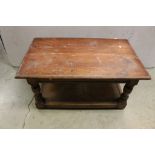 Stained Pine Rectangular Coffee Table with shelf below, 91cm long x 43cm high