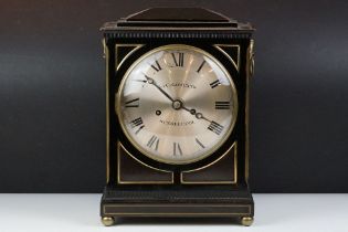 19th Century G & C Gowland Sunderland bracket clock having an ebonised wooden case with gilt