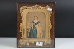 A 19th century picture frame, the outer case with glazed panel enclosing an ornate gilt frame