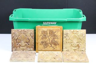 Collection of 25 Craven Dunnill & Co early 20th century relief moulded ceramic tiles (approx 15cm