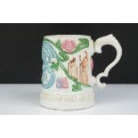19th Century Victorian Compton Pottery mug decorated in relief with figures and foliate patterns,