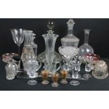 Large collection of mixed glassware, mostly 20th century, featuring cut glass examples, to include