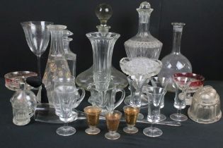 Large collection of mixed glassware, mostly 20th century, featuring cut glass examples, to include