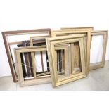 Collection of approximately Twelve Picture Frames including Gilt, largest 73cm x 62cm