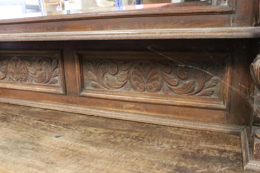 Victorian Oak Mirrored Back Sideboard, the arrangement of three drawers and two cupboard doors - Image 4 of 12